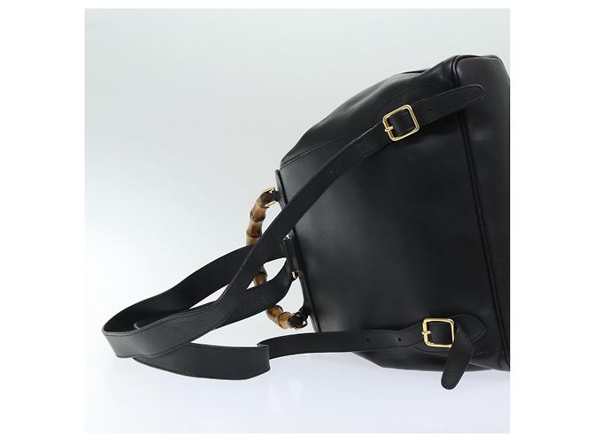 Zaino in pelle nera GUCCI Bamboo Auth am6663 Nero - vista 8