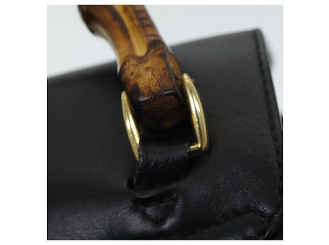 Zaino in pelle nera GUCCI Bamboo Auth am6663 Nero - vista 9
