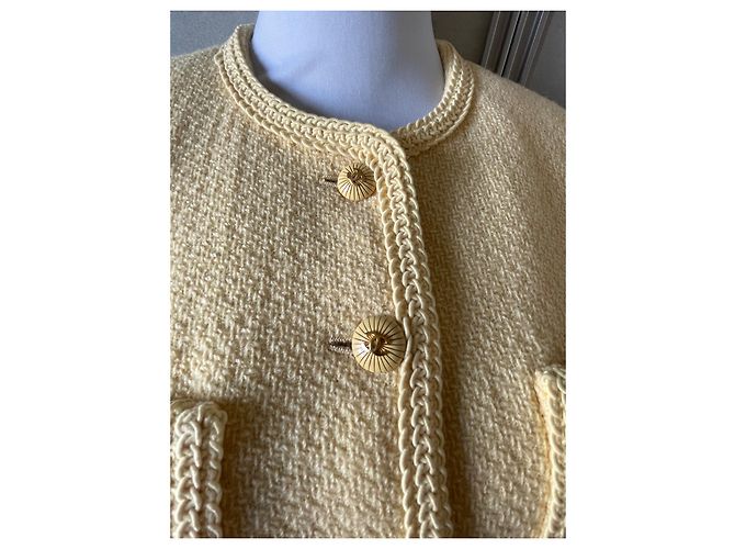 Chanel Tweed Jacke Gelb Größe 38 - Ansicht 3