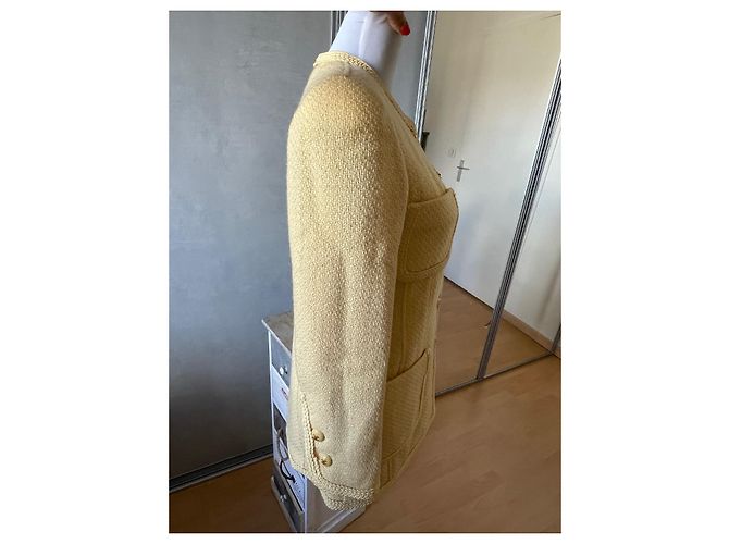 Chanel Tweed Jacke Gelb Größe 38 - Ansicht 4