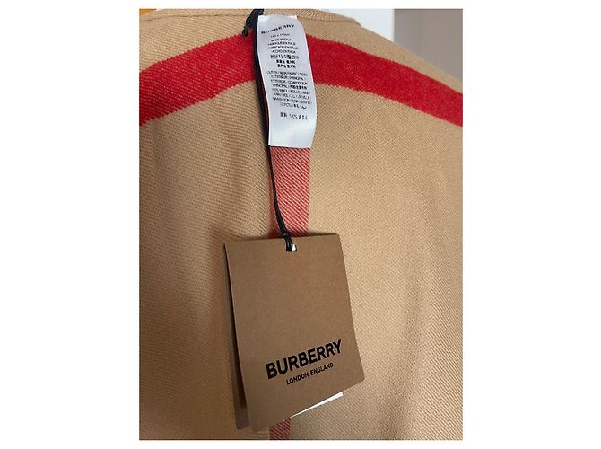 Burberry CHARLOTTE REVERSIBLE SOLID CHECK WOOL CAPE Beige - vista 3