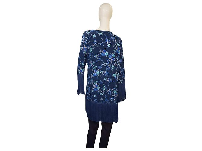 Autre Marque Athena Procopiou Blue Floral Silk Cardigan with Fringes - view 2