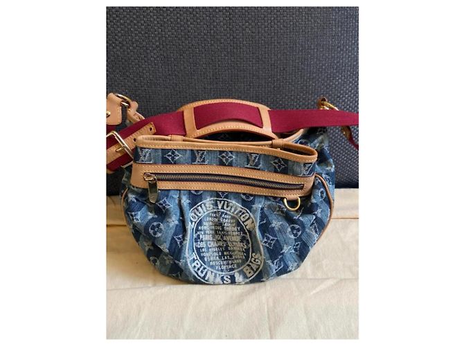 Borsa a mano Louis Vuitton in denim blu - vista 4