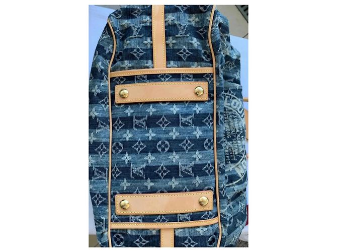 Borsa a mano Louis Vuitton in denim blu - vista 5