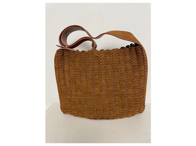 Borsa Paco Rabanne in scamosciato camel Cammello - vista 3