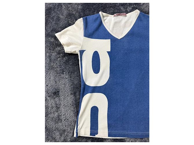 Autre Marque Sabotage Cotton Slim Fit Tee. White Red Blue - view 3