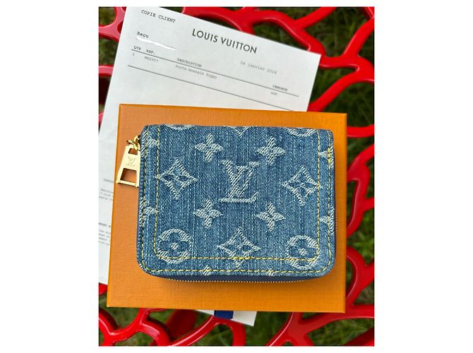 Louis Vuitton denim zippy Blu - vista 2