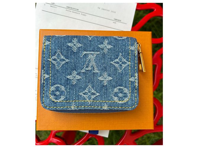 Louis Vuitton denim zippy Blu - vista 3