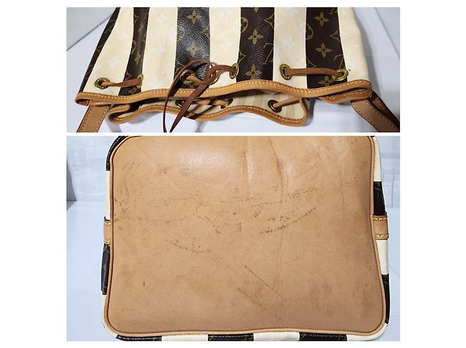 Borsa Petit Noé Monogram Rayures Edizione Limitata Louis Vuitton Marrone/Crema - vista 11