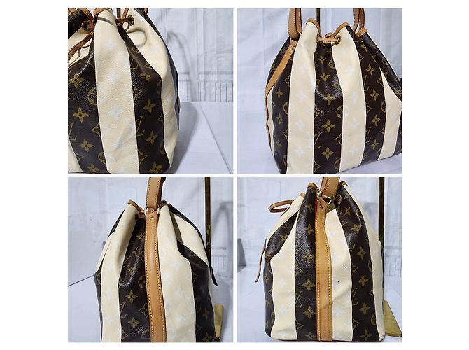 Borsa Petit Noé Monogram Rayures Edizione Limitata Louis Vuitton Marrone/Crema - vista 12