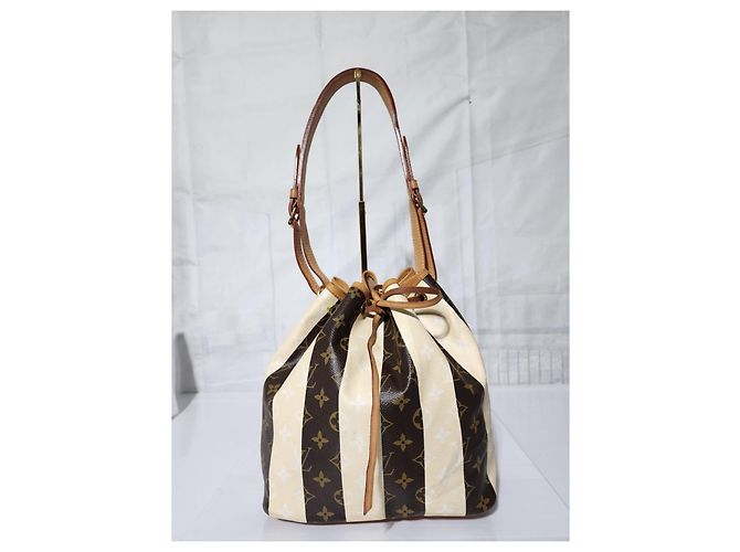 Borsa Petit Noé Monogram Rayures Edizione Limitata Louis Vuitton Marrone/Crema - vista 19