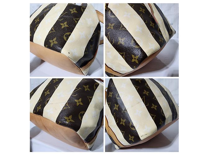 Borsa Petit Noé Monogram Rayures Edizione Limitata Louis Vuitton Marrone/Crema - vista 5