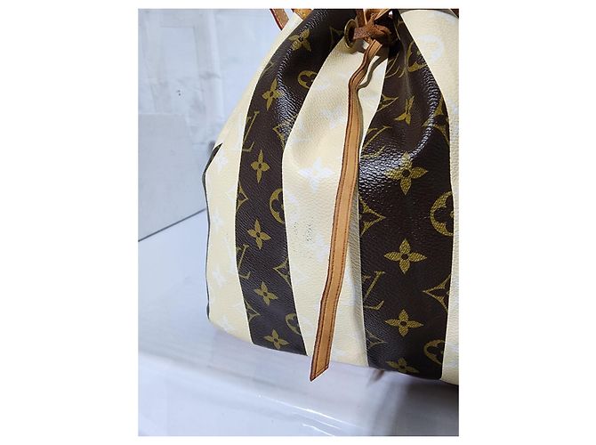 Borsa Petit Noé Monogram Rayures Edizione Limitata Louis Vuitton Marrone/Crema - vista 6