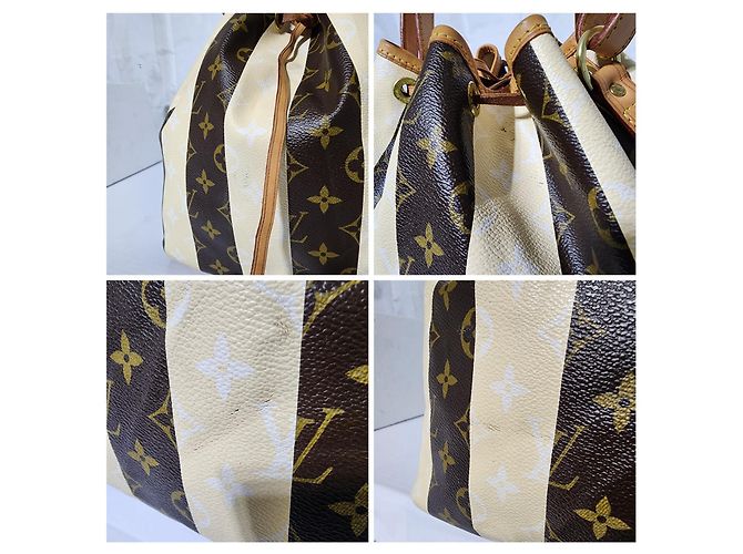Borsa Petit Noé Monogram Rayures Edizione Limitata Louis Vuitton Marrone/Crema - vista 7