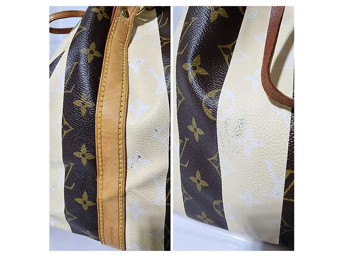 Borsa Petit Noé Monogram Rayures Edizione Limitata Louis Vuitton Marrone/Crema - vista 8
