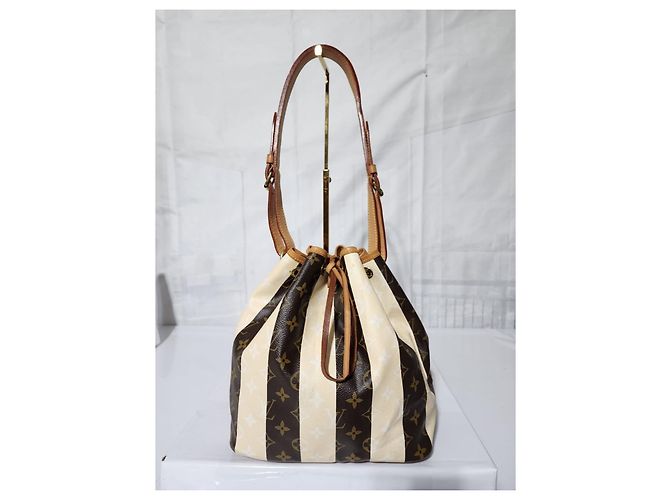 Borsa Petit Noé Monogram Rayures Edizione Limitata Louis Vuitton Marrone/Crema - vista 9