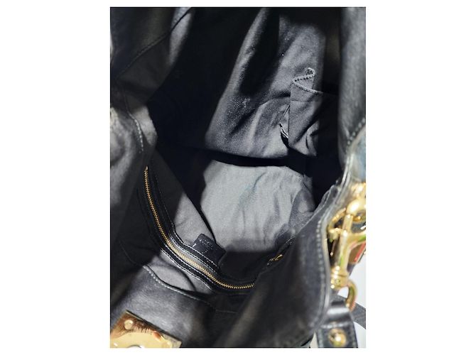 Borsa hobo Babouska Indy media in tela e pelle GG di Gucci nera Nero - vista 2