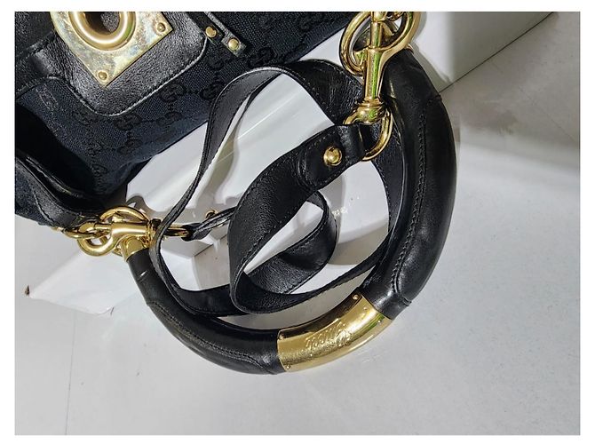 Borsa hobo Babouska Indy media in tela e pelle GG di Gucci nera Nero - vista 4