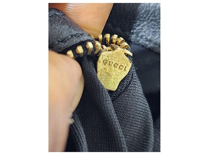 Borsa hobo Babouska Indy media in tela e pelle GG di Gucci nera Nero - vista 5