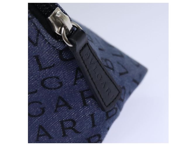 Bulgari BVLGARI Tasche aus blauer Leinwand mit Silber authentisch ar12334 - Ansicht 12