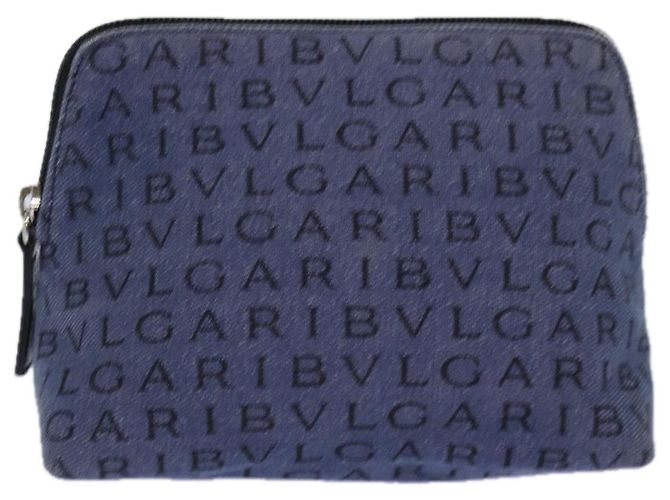 Bulgari BVLGARI Tasche aus blauer Leinwand mit Silber authentisch ar12334 - Ansicht 2