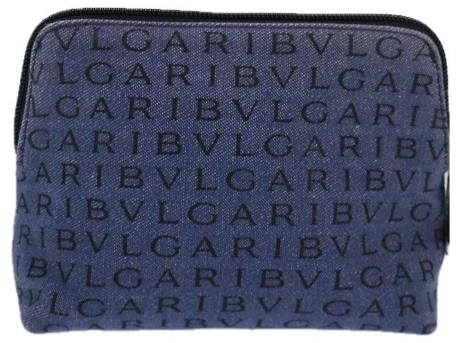 Bulgari BVLGARI Tasche aus blauer Leinwand mit Silber authentisch ar12334 - Ansicht 3