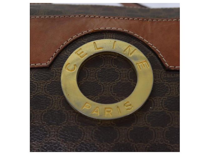 Céline Borsa a spalla in tela Macadam CELINE in pelle PVC marrone oro Auth 85387 D'oro - vista 14