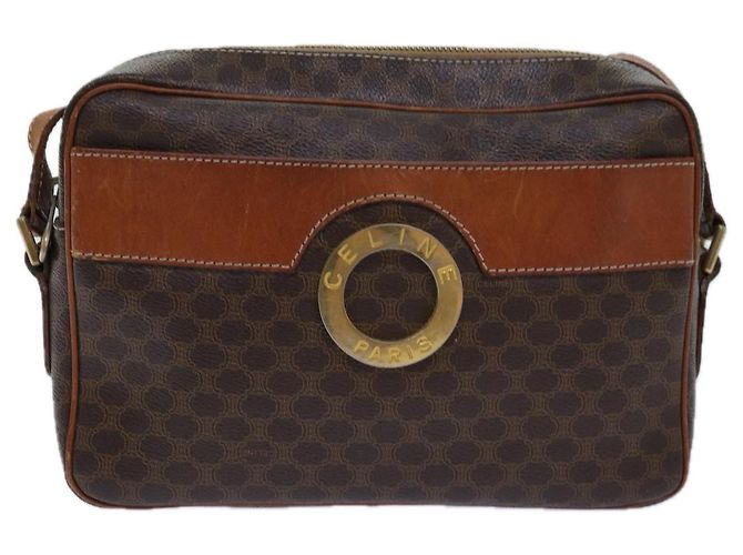 Céline Borsa a spalla in tela Macadam CELINE in pelle PVC marrone oro Auth 85387 D'oro - vista 2