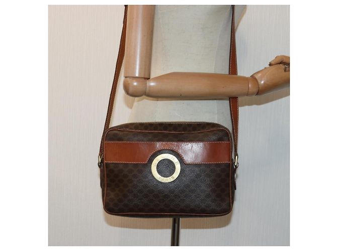 Céline Borsa a spalla in tela Macadam CELINE in pelle PVC marrone oro Auth 85387 D'oro - vista 21