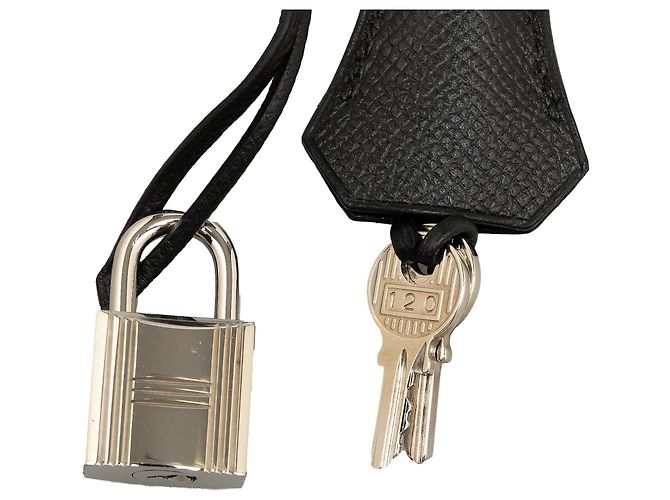 Conjunto de cadeado e chave Clochette em Epsom preto Hermès - vista 2