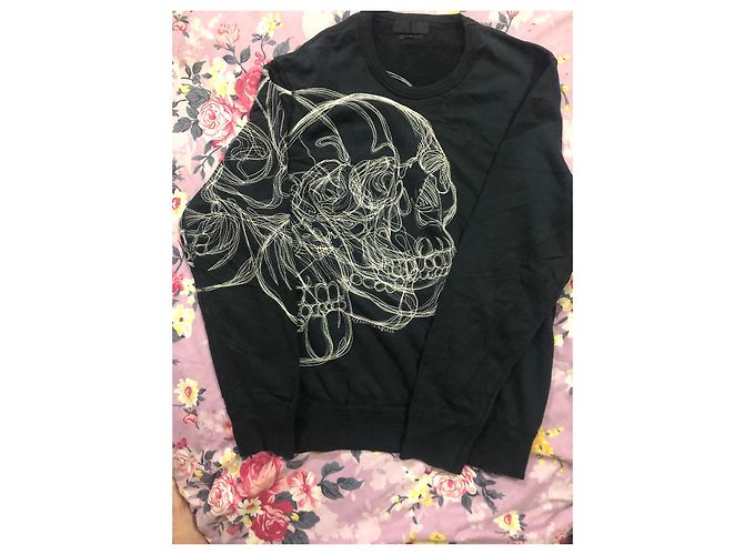 Felpa Alexander McQueen con Design Teschio Nera in Cotone Nero - vista 2