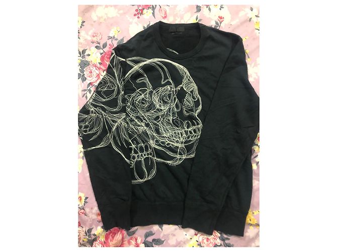 Felpa Alexander McQueen con Design Teschio Nera in Cotone Nero - vista 4