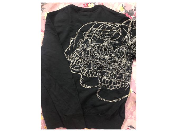 Felpa Alexander McQueen con Design Teschio Nera in Cotone Nero - vista 7