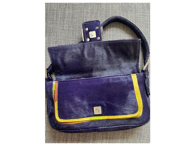 Borsa baguette Fendi viola in scamosciato di vitello Porpora - vista 4