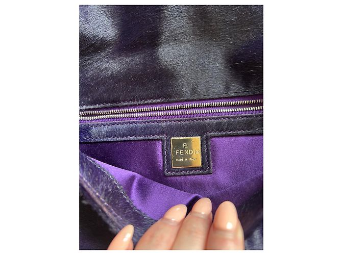 Borsa baguette Fendi viola in scamosciato di vitello Porpora - vista 6