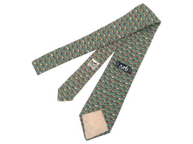 Corbata de seda Hermès 684AO Verde - vista 3