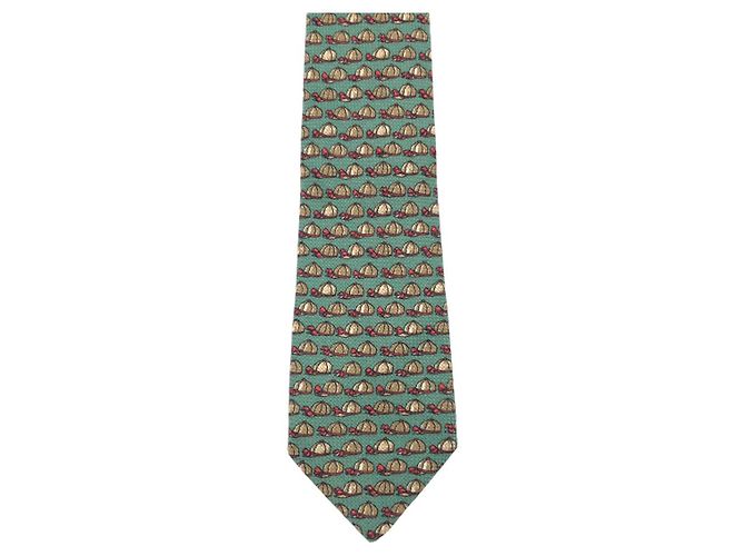 Corbata de seda Hermès 684AO Verde - vista 4