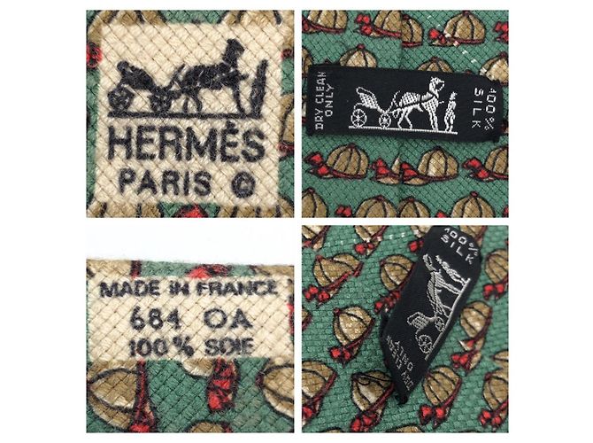 Corbata de seda Hermès 684AO Verde - vista 5