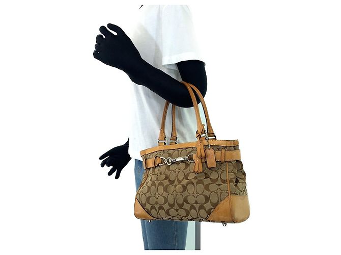 Borsa tote in tela/pelle marrone Coach - vista 4