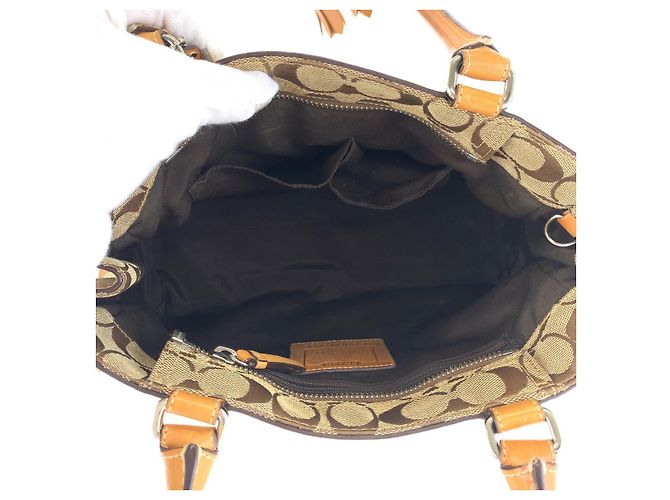 Borsa tote in tela/pelle marrone Coach - vista 5