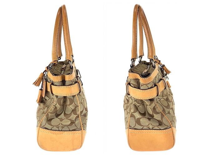Borsa tote in tela/pelle marrone Coach - vista 6