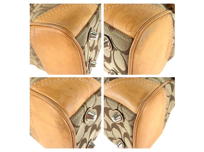 Borsa tote in tela/pelle marrone Coach - vista 7