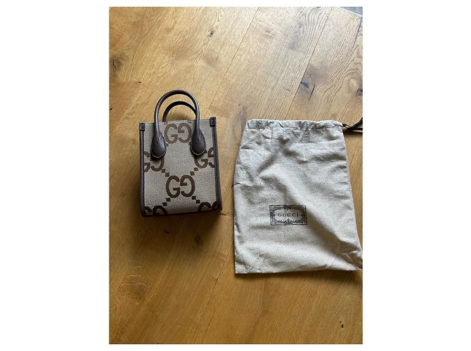 Gucci Jumbo GG Mini Shopper Marrone - vista 2