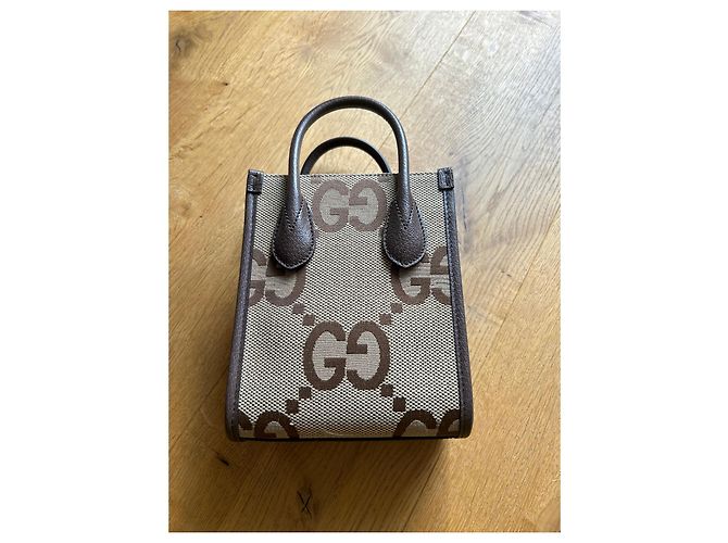 Gucci Jumbo GG Mini Shopper Marrone - vista 3