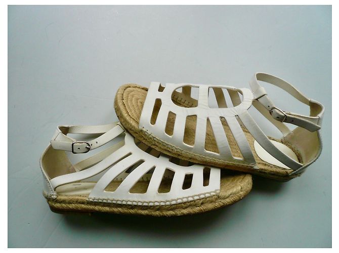 Hermès HERMES Costanza Espadrillas in Pelle Bianca T38 Bianco - vista 12