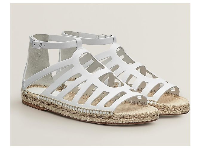 Hermès HERMES Costanza Espadrillas in Pelle Bianca T38 Bianco - vista 2