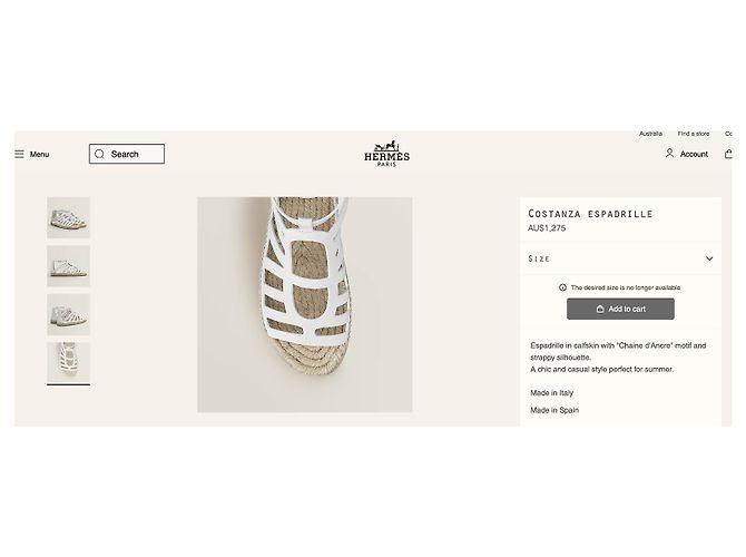 Hermès HERMES Costanza Espadrillas in Pelle Bianca T38 Bianco - vista 3