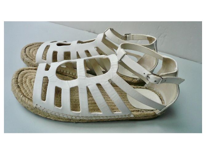 Hermès HERMES Costanza Espadrillas in Pelle Bianca T38 Bianco - vista 4