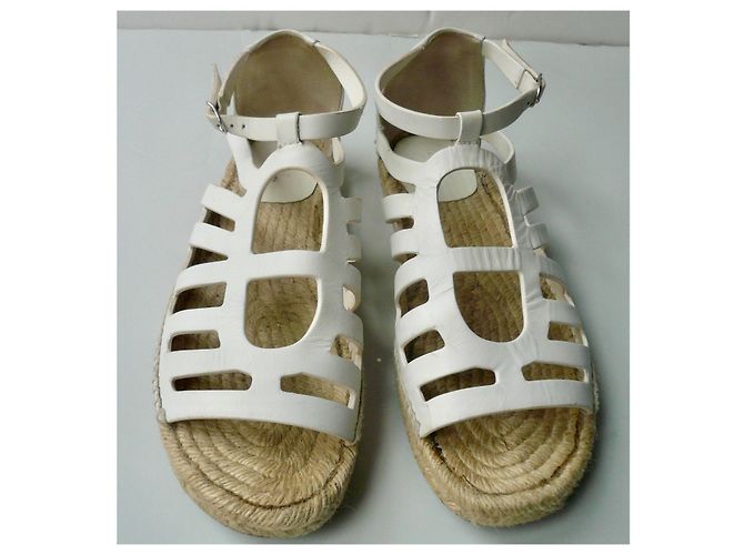 Hermès HERMES Costanza Espadrillas in Pelle Bianca T38 Bianco - vista 5