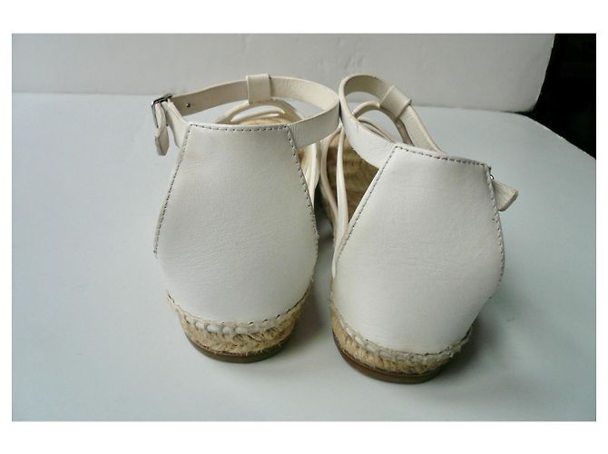 Hermès HERMES Costanza Espadrillas in Pelle Bianca T38 Bianco - vista 7